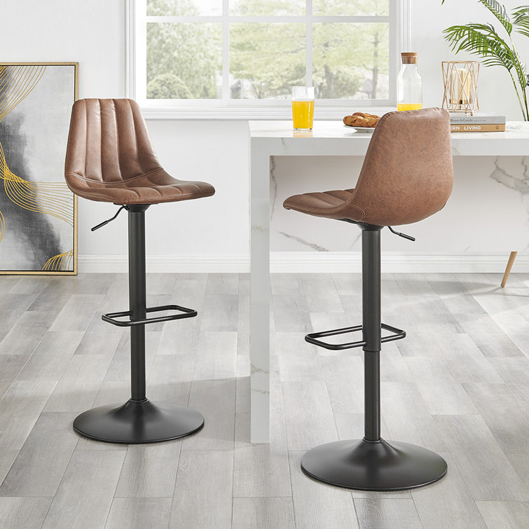 Gunmetal adjustable upholstered discount swivel bar stool